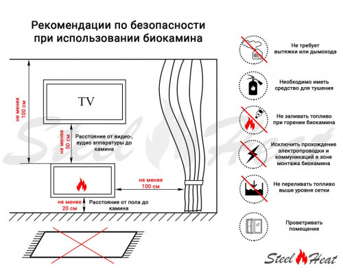 Биокамин встраиваемый SteelHeat GRAND-V 900