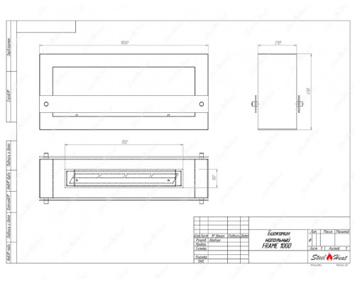 Биокамин SteelHeat FRAME ONE 1000 черный